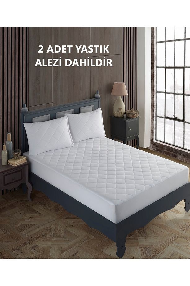 Çift Kişilik Yatak Ve Yastık Alez Seti %100 Pamuk Kapitone Sıvı Geçirmez Yatak Ve Yastık Alez Seti - 1