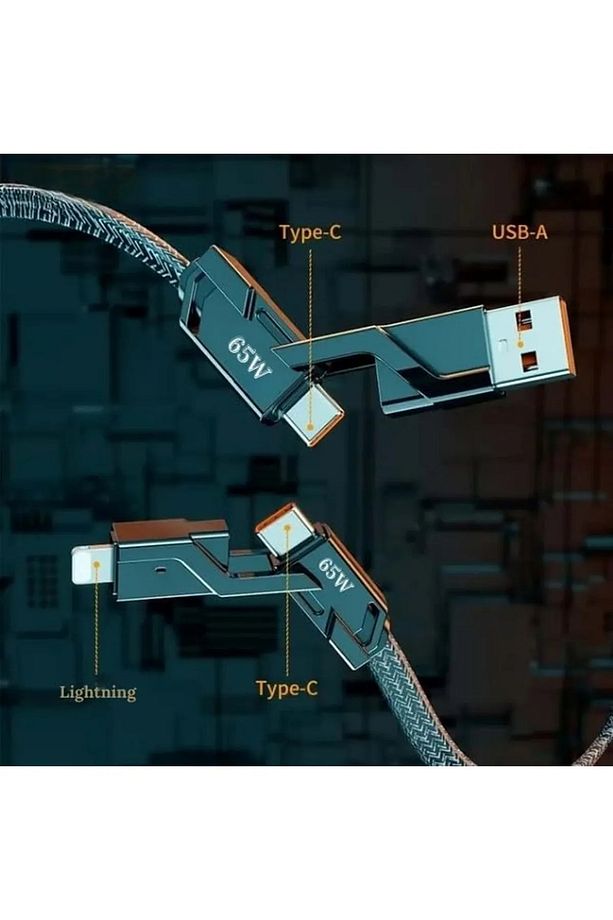 4’lü 2in2 1.5mt Data ve Şarj Kablosu Kablosu Type-C Lightning Bir Arada - 6