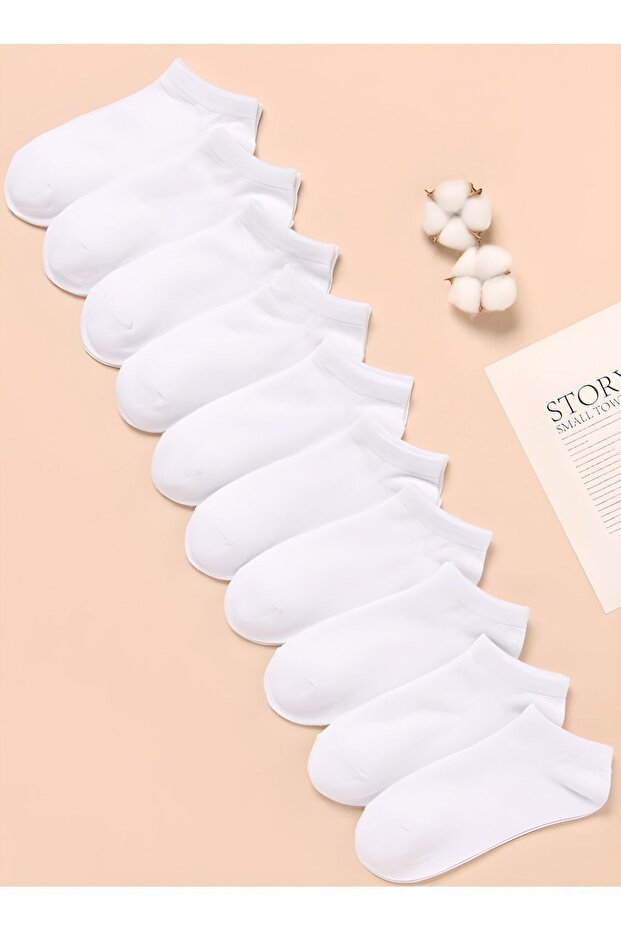 Unisex White Summer Booties Socks - 3