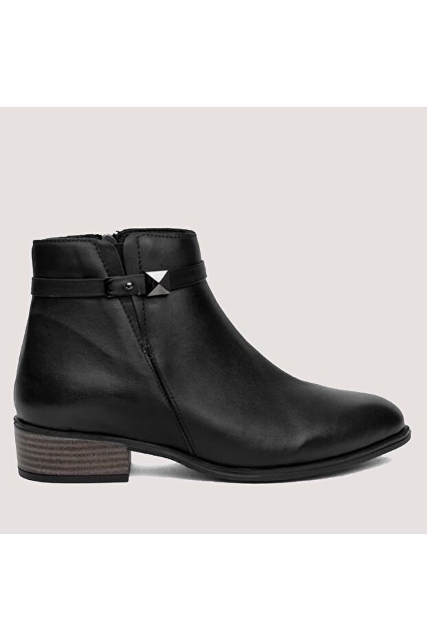 Women's leather zippered casual boots 4560-lx - black - 37