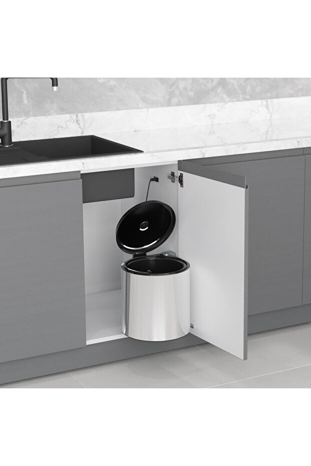 Çöp Kovası Paslanmaz 10lt Krom - 2
