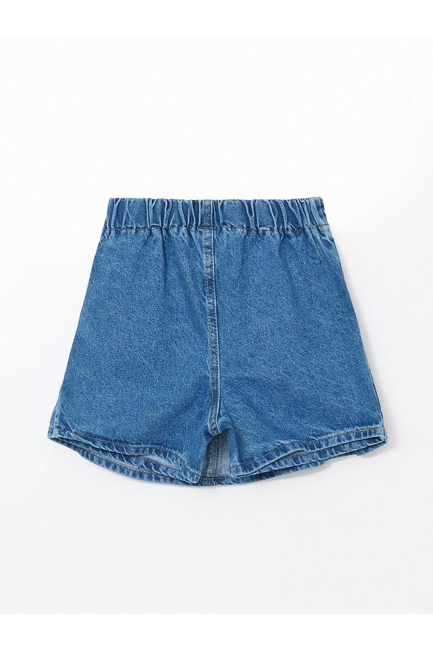 Beli Lastikli Kız Çocuk Jean Şort Etek - 3