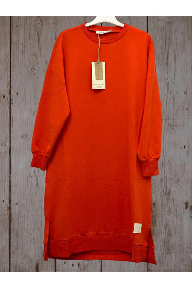 Soulkadın Crew Neck Two Thread Knee Length Long Tunic /Sweat 30645