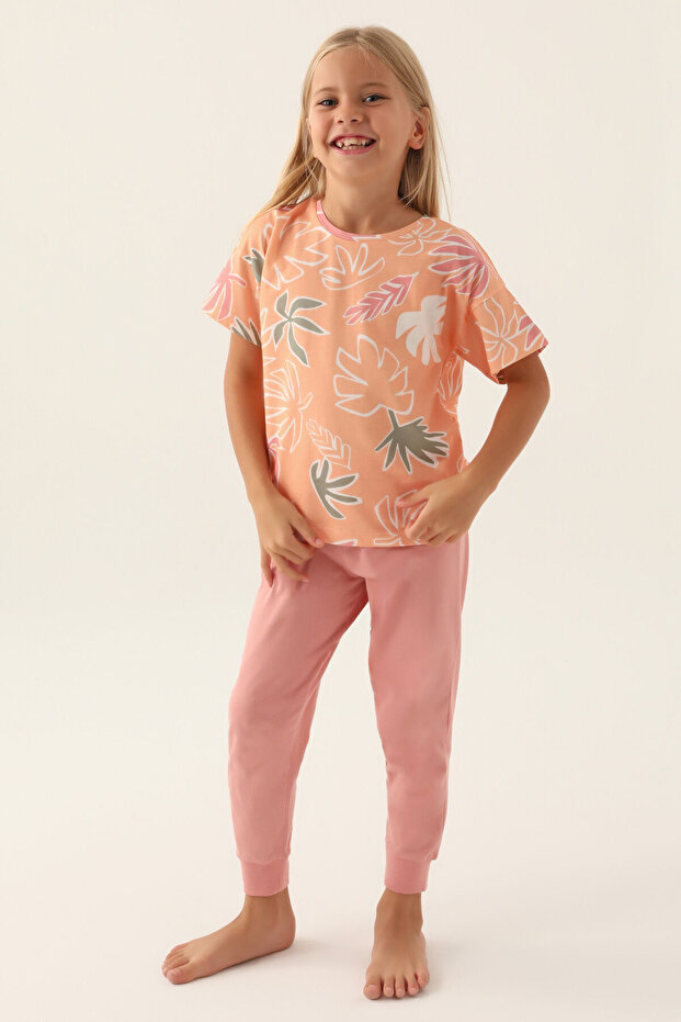 Devojčin narančasti komplet pidžama - 1