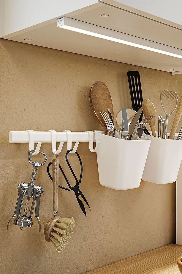 Mutfak Rayı Askı Kancası 5 Adetli Set Plastik Beyaz RD052 - 3