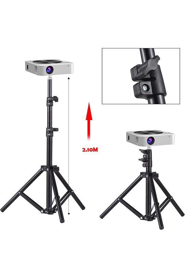 Taşınabilir Projeksiyon Cihazları ve Selfie Kullanım için Üç Ayaklı Tripod 2.10 Metre - 5