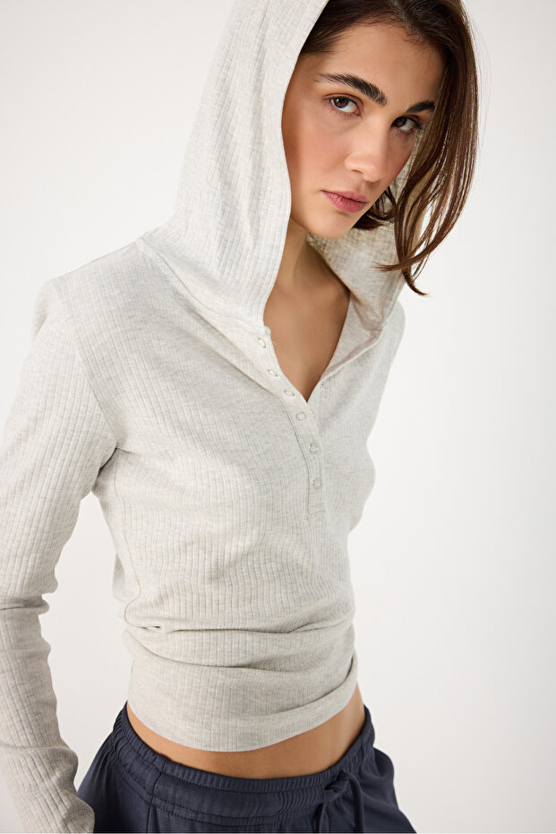 Ribbed Hooded Bodysuit
