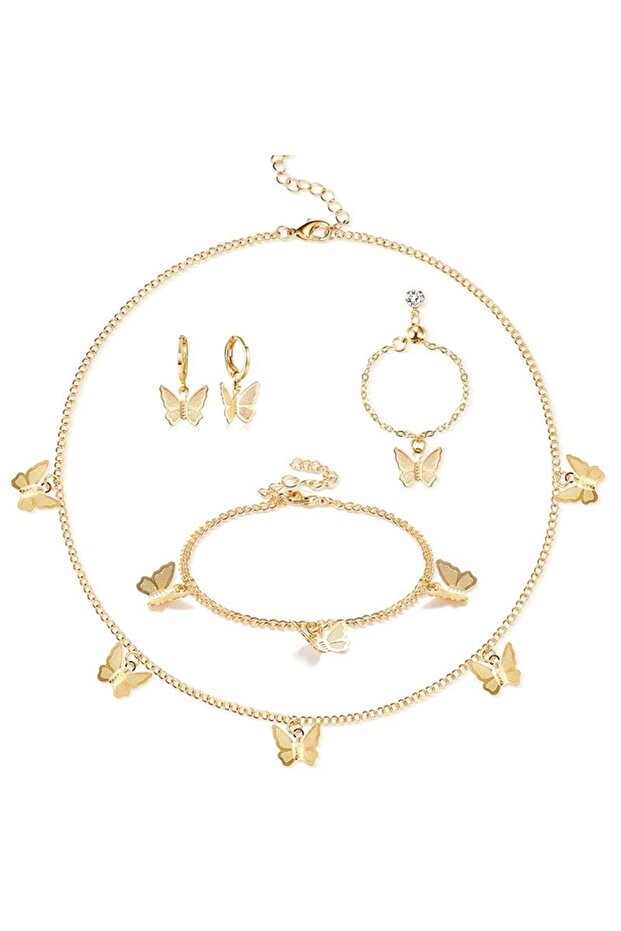 4 Pieces Gold Color Chain Jewelry Set to Complete Your Elegance