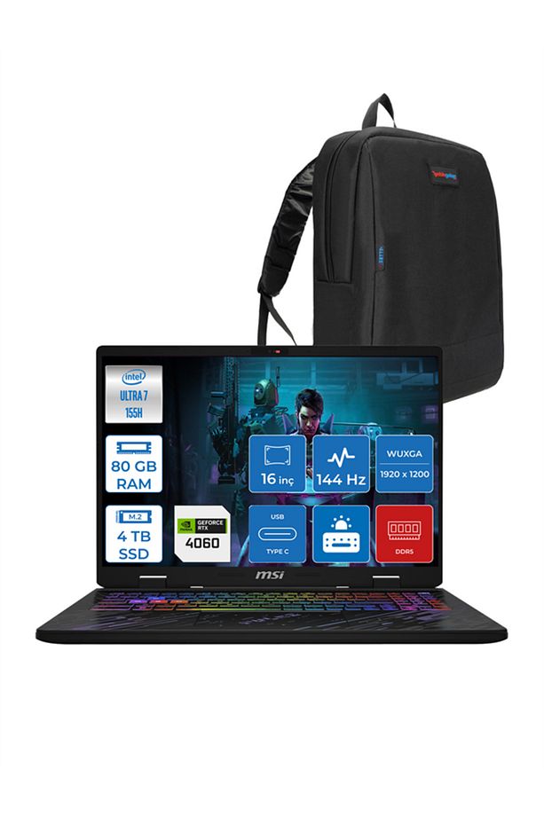 Pulse 16 Aı Ultra 7 155H 80GB Ddr5 4tb SSD 8GB/RTX4060/140W 16" IPS Wuxga 144Hz FreeDos MS87XTRF26 - 1