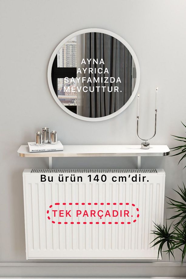 Beyaz Gümüş Pvc Petek Üstü Tak Çıkar, Uçan Raf & Dresuar Duvar Montajsız Oval Kesim 140 Cm - 1