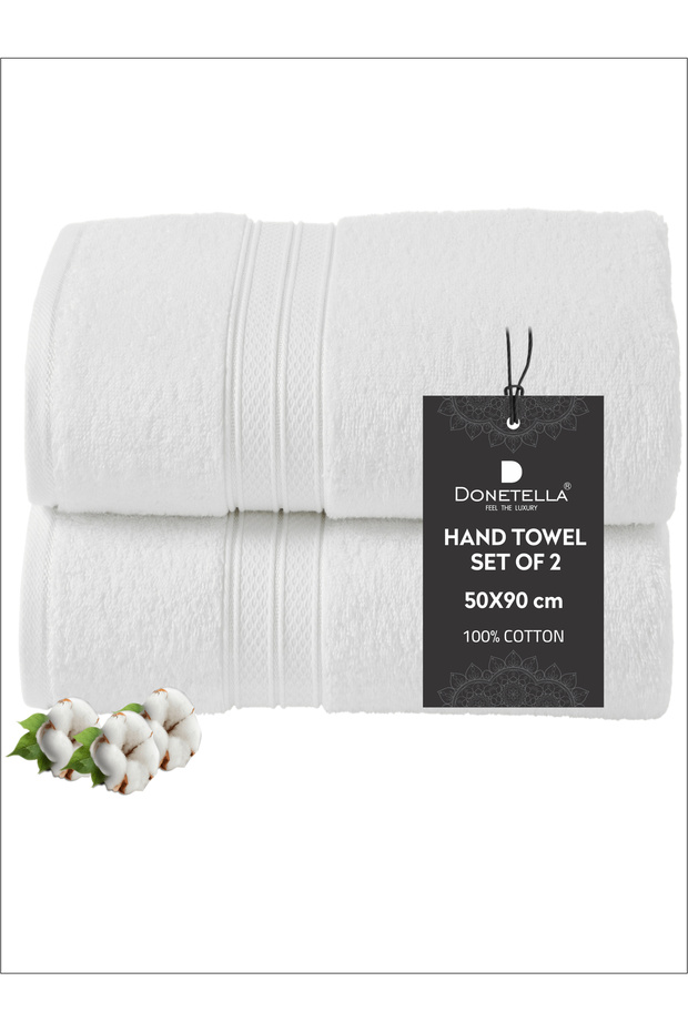 2 - Pcs Premium Hand Towels (50x90cm ) 600 GSM 100% Combed Cotton