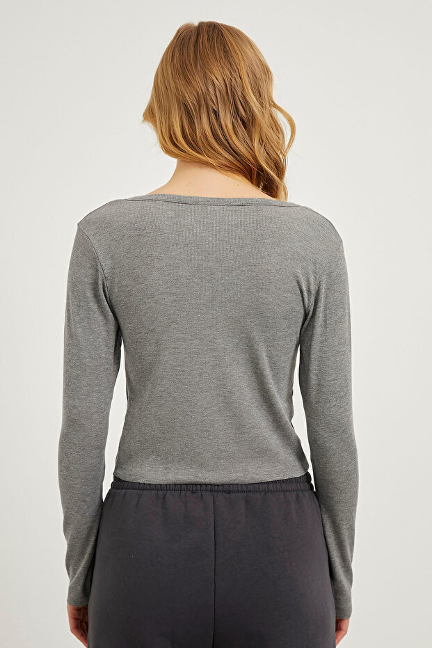 Buttoned Flexible Blouse - 5