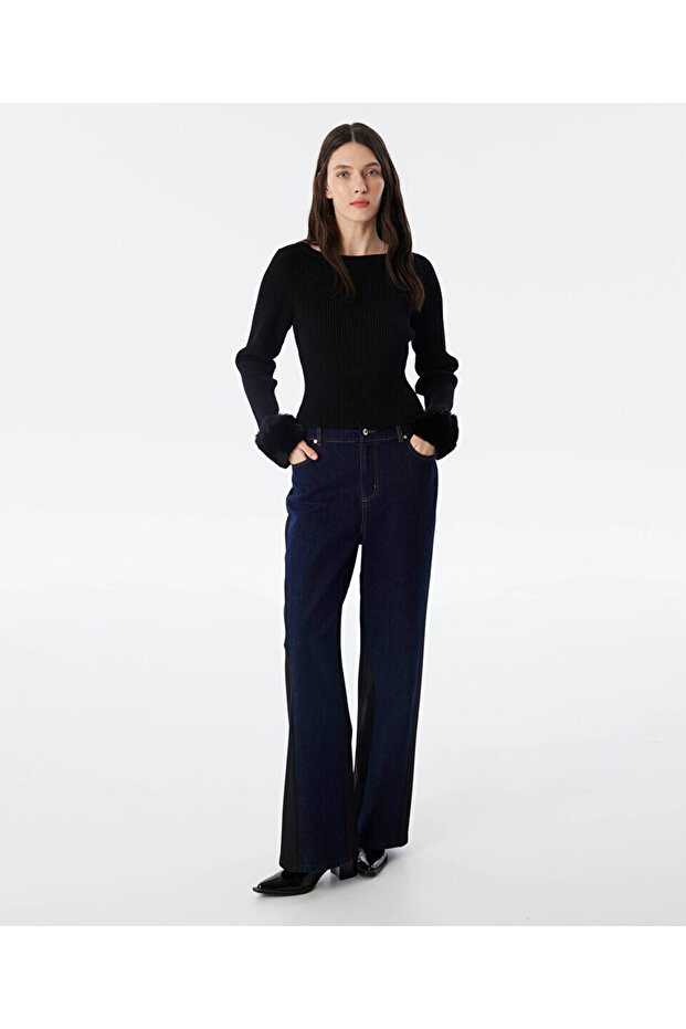 PELÜŞ GARNİLİ CUTOUT TRİKO - 6