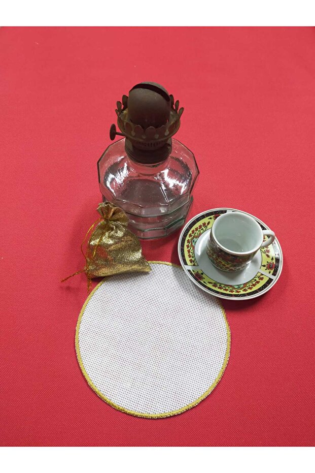 Round Napkin 6 Pieces Etamine Processable Linen Linen Gold Brown Side Cocktail Presentation Napkin