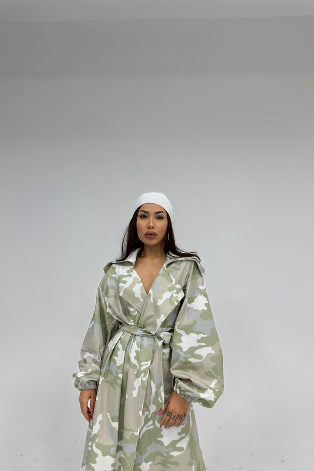 Oversize Camouflage Trençkot - 7