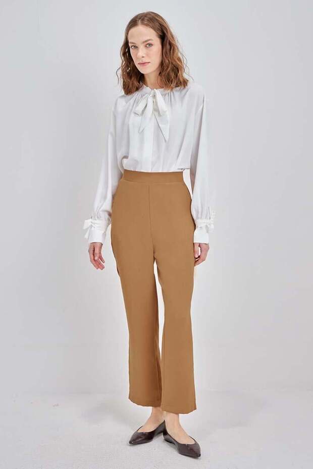 Camel-Boru Paça Krep Pantolon - 1