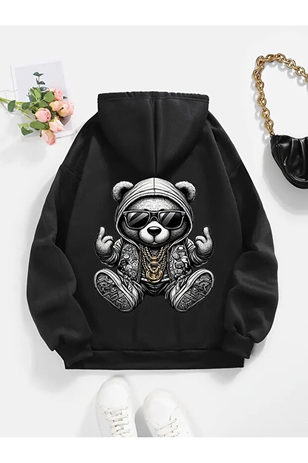 Unisex Panda Printed Hooded Sweatshirt
