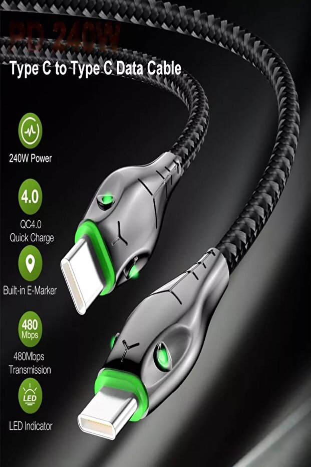 C12 Cobra Style 5a/100w Type-c To Type-c Şarj Kablosu -3mt - 4
