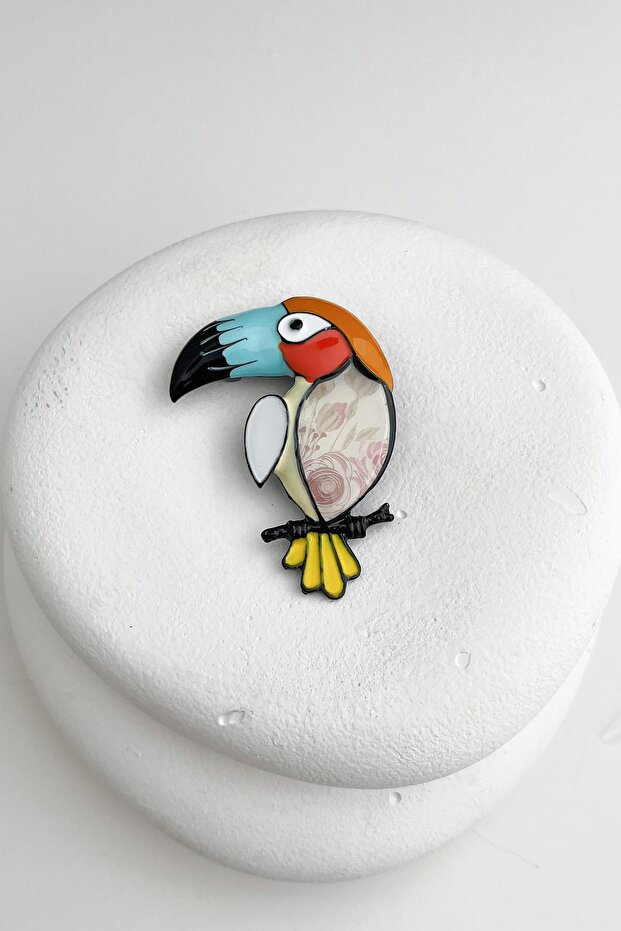 Mineli Renkli Tukan Papağan Broş (5cm) - 2