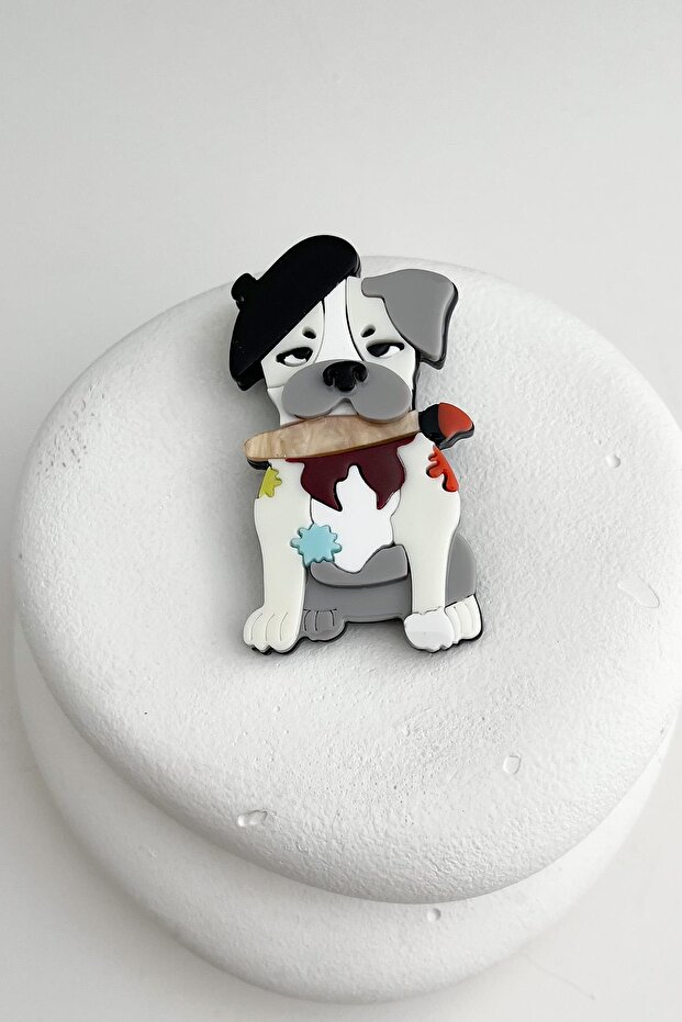 Şapkalı Sevimli Köpek Broş (7cm) - 2