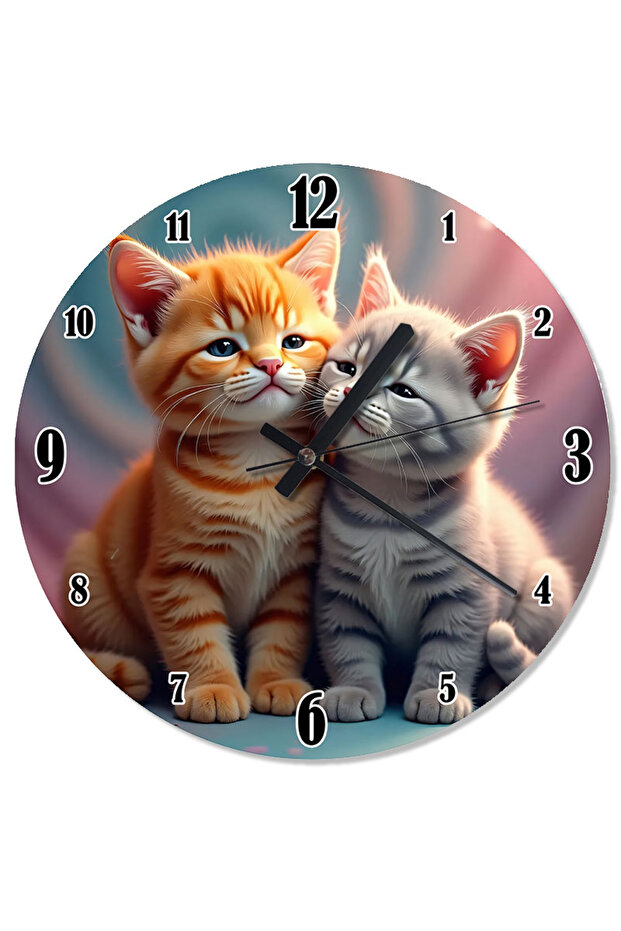 Cute Cat Pair Design Wall Clock - 1