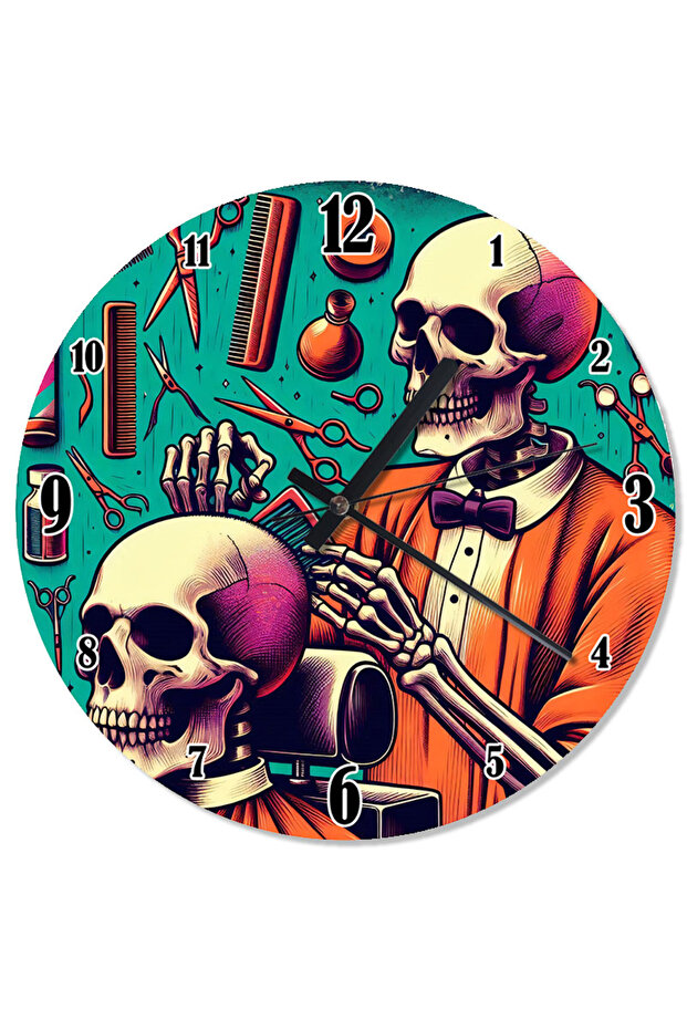 ساعة حائط على شكل هياكل عظمية محفورة - 1