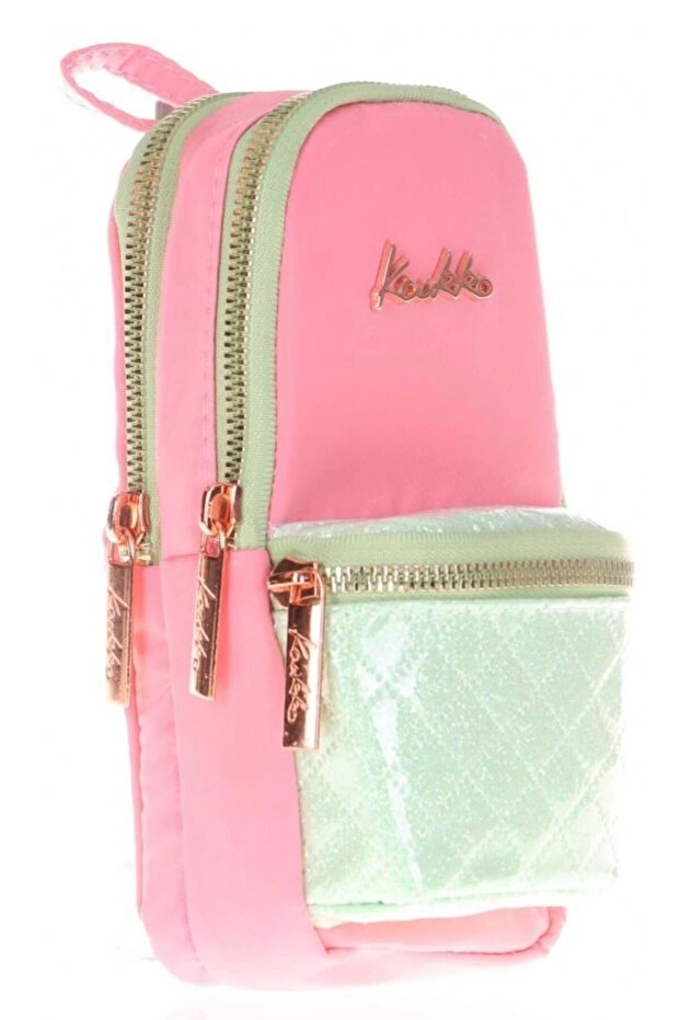 Bright Three-Eye Girl's Pencil Bag - Quilted Pink Water Green