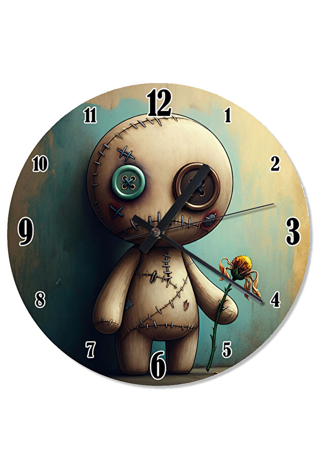ساعة حائط منقوشة على شكل دمية مخيفة - 1