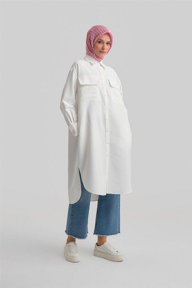 Cepli Tunik Elbise Ort4740 Ekru - 4
