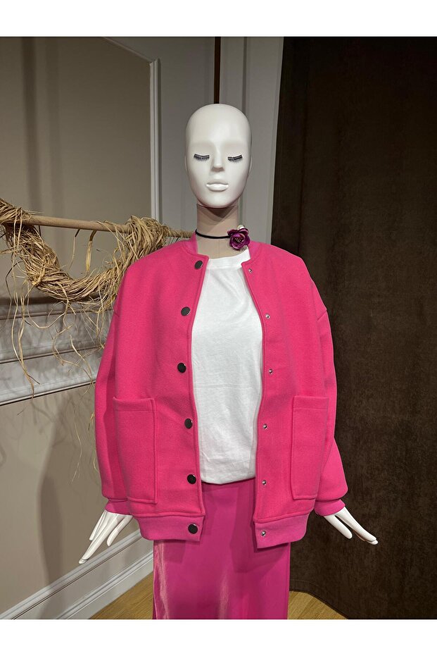 Pembe Bomber Ceket - 1