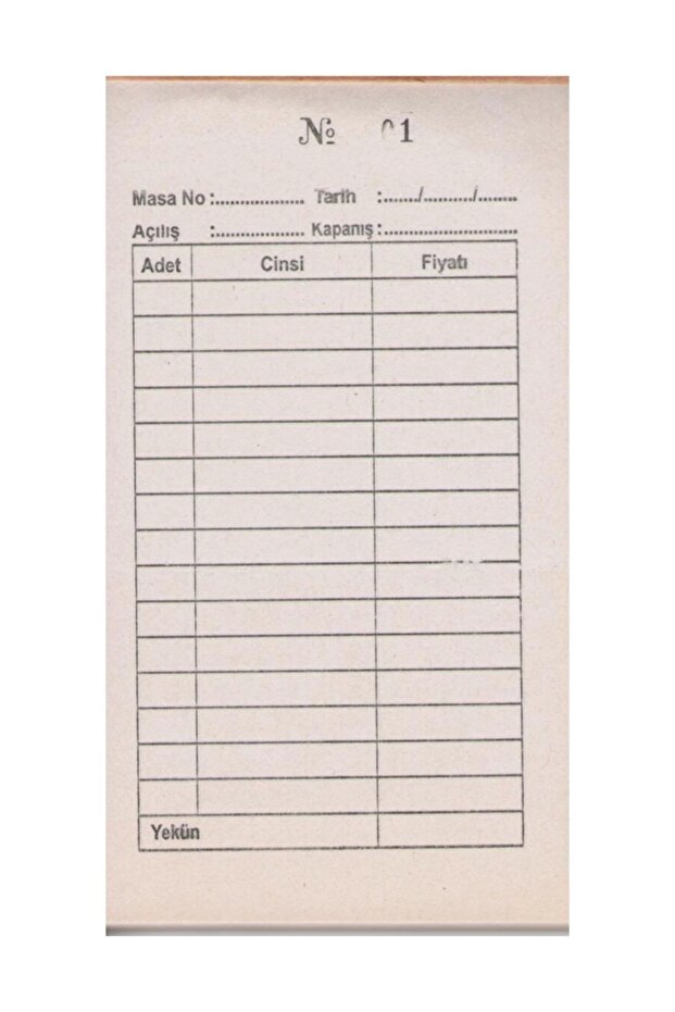 Numaralı Adisyon Küçük - 1
