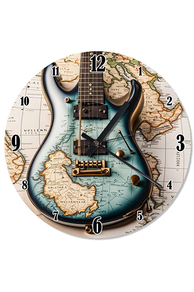 ساعة حائط على شكل خريطة جيتار - 1