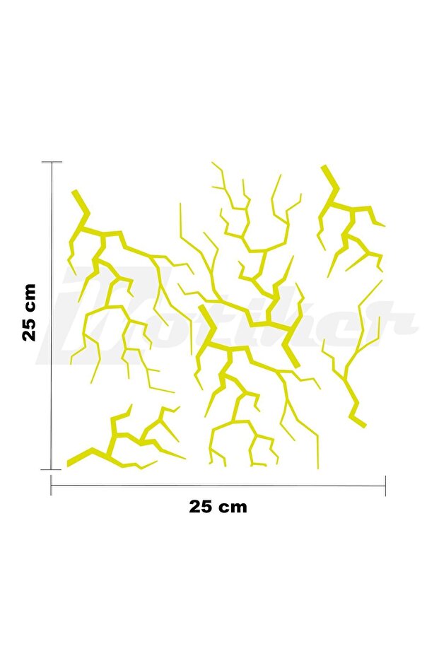 ملصق Lightning مقاس 25 × 25 سم مقطوع من رقائق معدنية بنمط عالمي مطلي باللون الأصفر النيون (الأخضر)