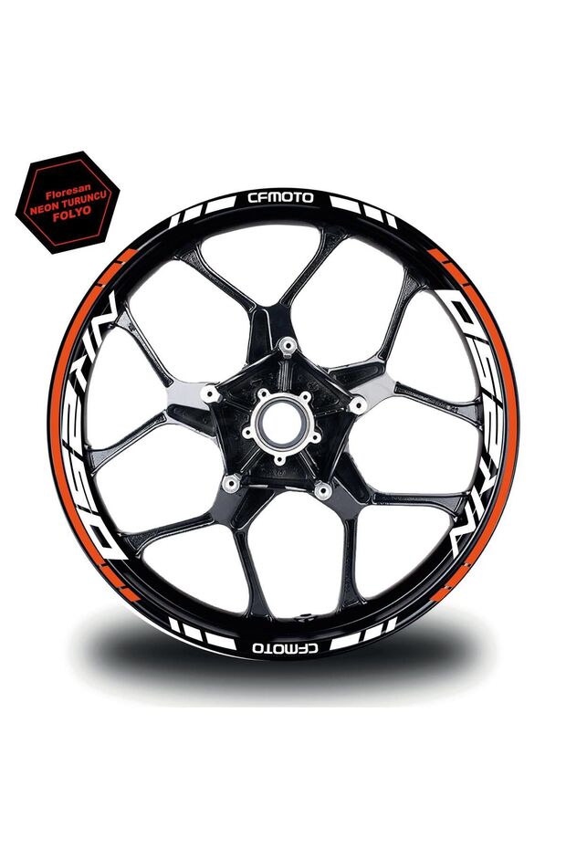 ملصق حافة العجلة CFMOTO NK250 ملصق داخلي وخارجي موديل برتقالي نيون
