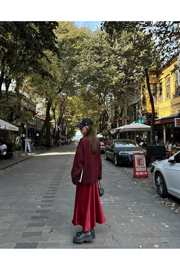 Premium Bisiklet Yaka Basic Oversize Triko Kazak - 3