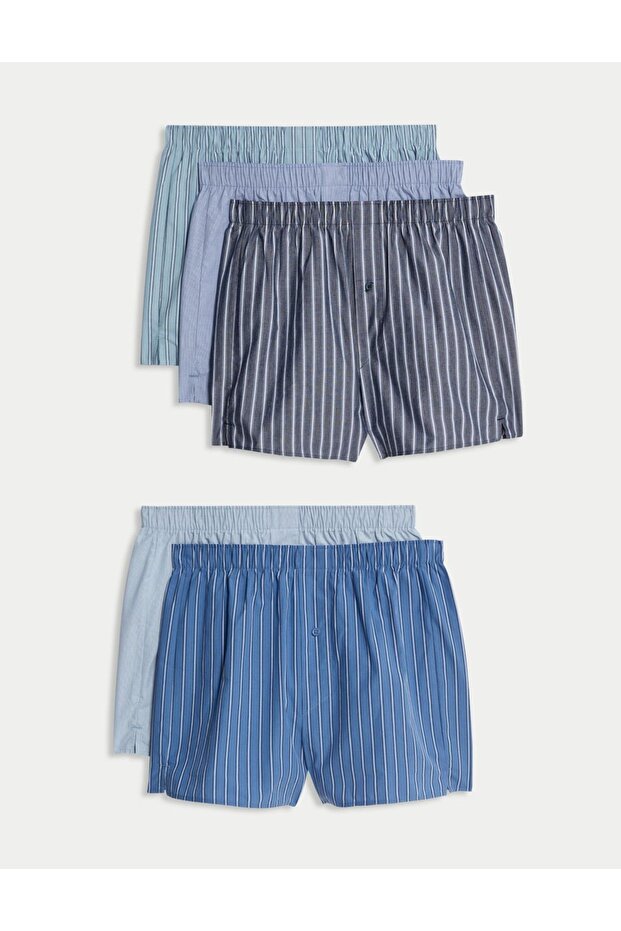 Saf Pamuklu 5'li Örme Boxer Seti - 1