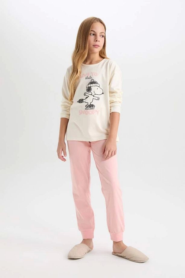 Kız Çocuk Pijama Takımı Snoopy Uzun Kollu Üst Beli Lastikli Uzun Alt D9176a824wn - 2