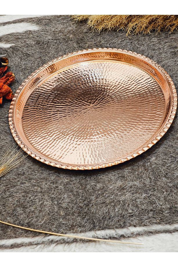 Yuvarlak Bakır Tepsi Sunumluk 45 Cm - 1