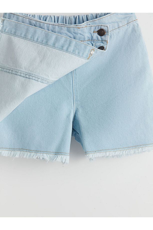 LCW Kids Beli Lastikli Kız Çocuk Jean Şort Etek - 3