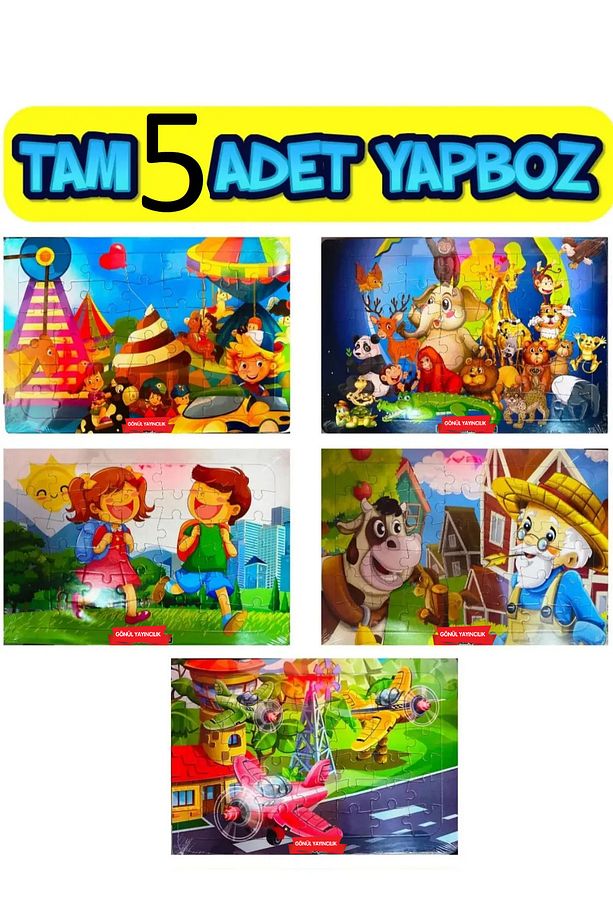 25x35cm Boyamalı Yapboz Seti 5'li - 5 Farklı Yapboz - 1