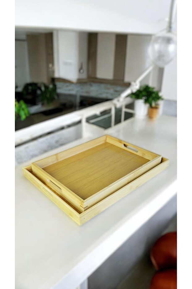 Bambu 2'li Dikdörtgen Tepsi 700586 - 1