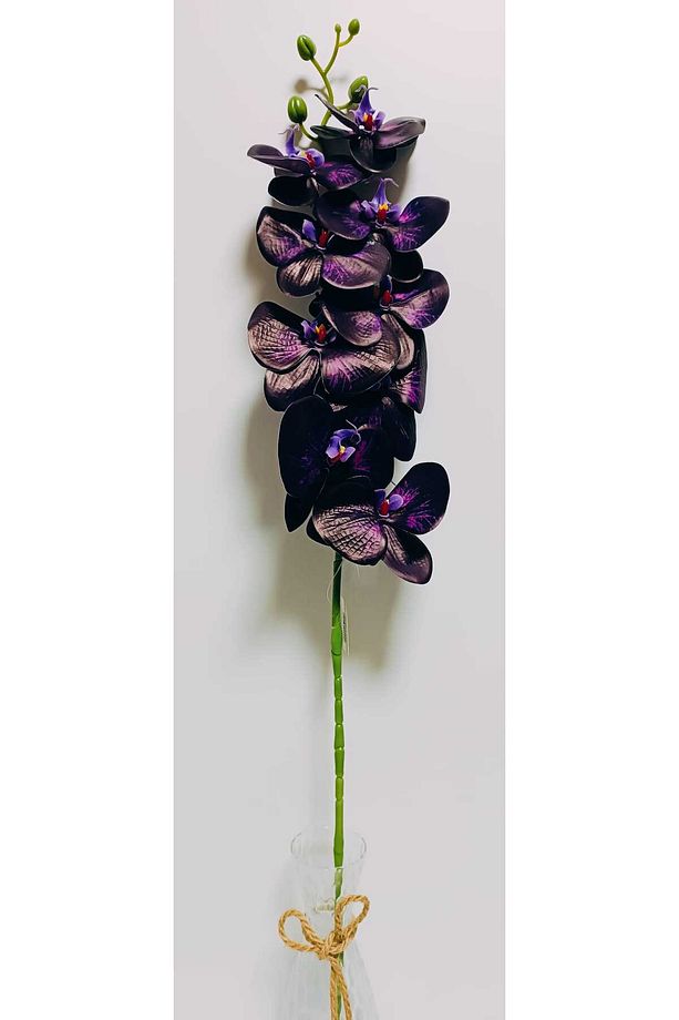 Yapay Dal Baskılı Islak Doku Orkide Çiçeği 88 Cm Mor-Siyah - 2