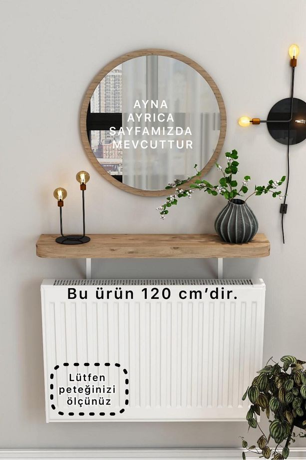 Atlantik Çam Petek Üstü Tak Çıkar , Uçan Raf & Dresuar Duvar Montajsız Kalın Kenar 120 Cm - 1