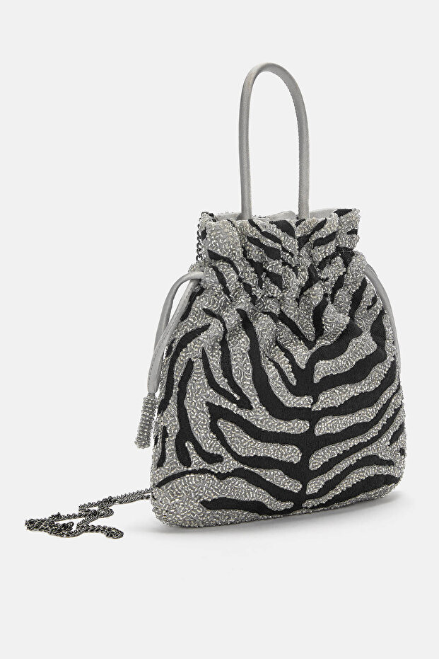 Boncuklu bucket çanta - 5
