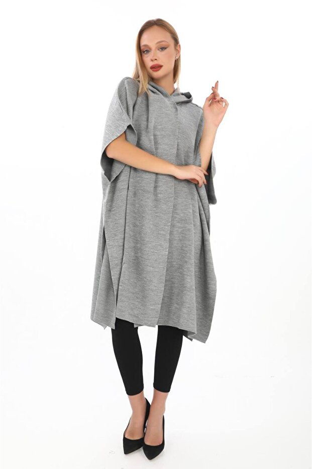 kadın kapüşonlu panço - 5