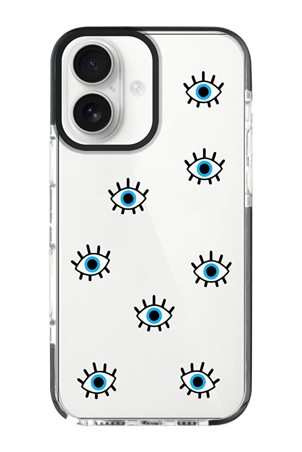 iPhone 16 Compatible Evil Eye Patterned Black Impacts Phone Case - 1