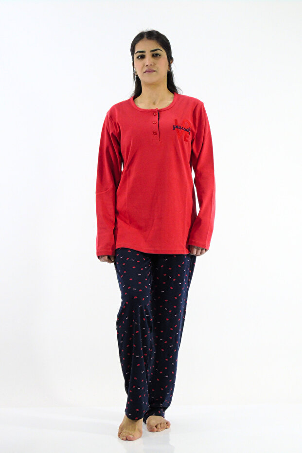 Crew Neck Interlock Pajama Set - 1