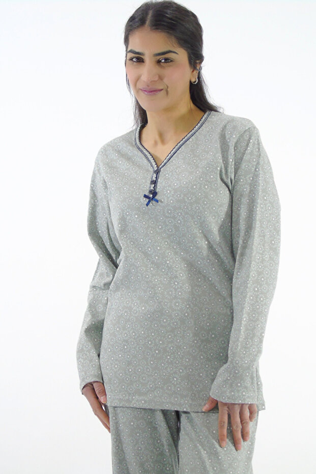 Çiçek Desenli İnterlok Pijama Takımı - 2