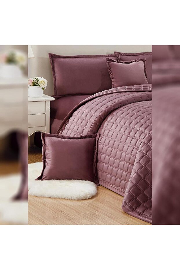 طقم لحاف من الألياف الدقيقة باللون الأرجواني مكون من 6 قطع - 5