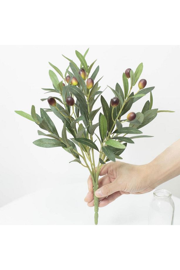 Yapay Zeytin 40cm 5 Dallı 10 Meyveli Demet Yapay Çiçek Artificial Olive - 2